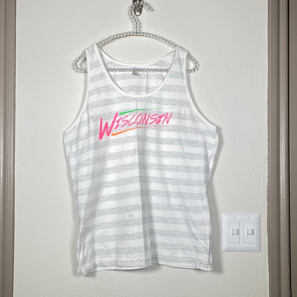 American Apparel Neon Wisconsin grey/white tank